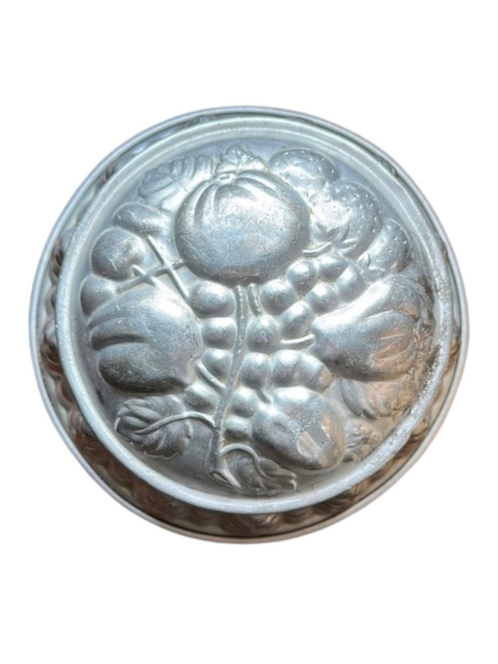 Vintage Aluminum Jello Mold Embossed Fruit Design 7”